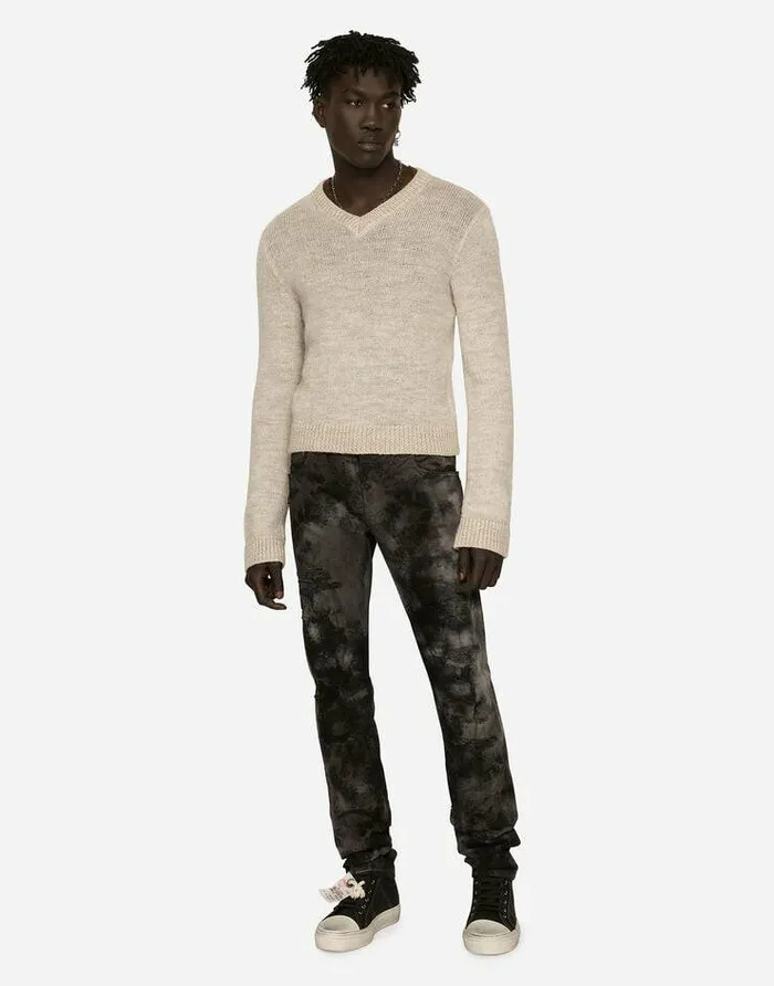 Dolce and Gabbana Denim Men Marbled Slim Fit Stretch Jeans Multicolor Dolce and Gabbana Denim Men Marbled Slim Fit Stretch Jeans Multicolor