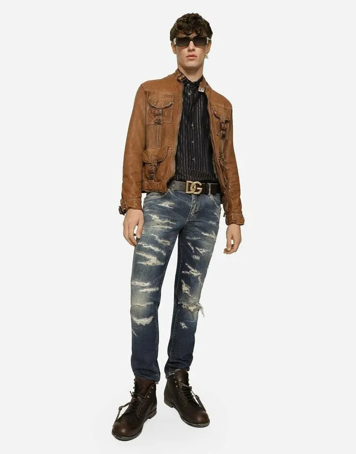 Dolce and Gabbana Denim Men Skinny Stretch Denim Jeans With Abrasion Details Multicolor Dolce and Gabbana Denim Men Skinny Stretch Denim Jeans With Abrasion Details Multicolor