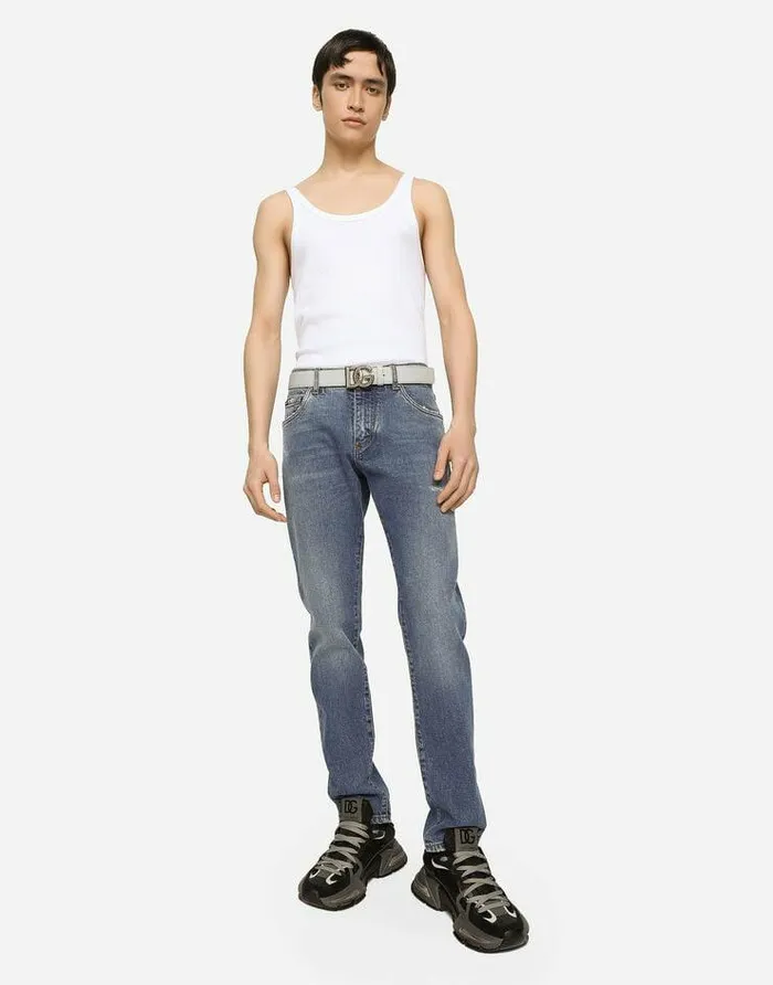 Dolce and Gabbana Denim Men Slim Fit Stretch Denim Jeans With Subtle Abrasions Multicolor Dolce and Gabbana Denim Men Slim Fit Stretch Denim Jeans With Subtle Abrasions Multicolor