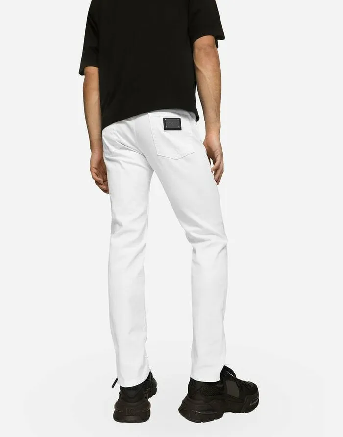 Dolce and Gabbana Denim Men White Skinny Stretch Jeans Multicolor Dolce and Gabbana Denim Men White Skinny Stretch Jeans Multicolor