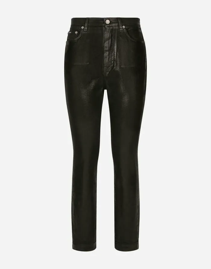 Dolce and Gabbana Denim Women Coated Denim Grace Jeans Multicolor