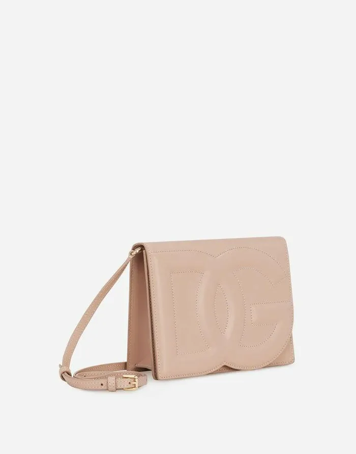 Dolce and Gabbana DG Logo Bag Women Calfskin DG Logo Crossbody Bag Pale Pink Dolce and Gabbana DG Logo Bag Women Calfskin DG Logo Crossbody Bag Pale Pink