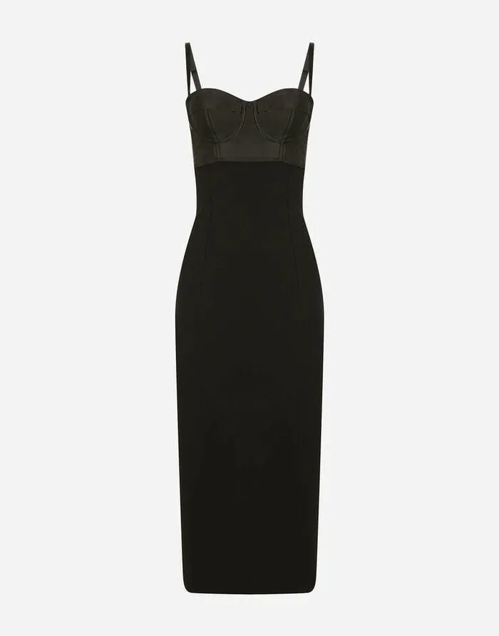 Dolce and Gabbana Dresses Women Jersey And Satin Calflength Dress Black