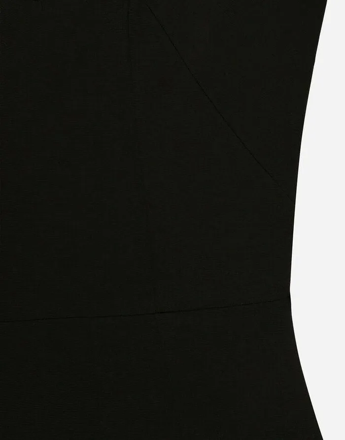Dolce and Gabbana Dresses Women Jersey Calflength Dress With Tulle Sleeves Black
