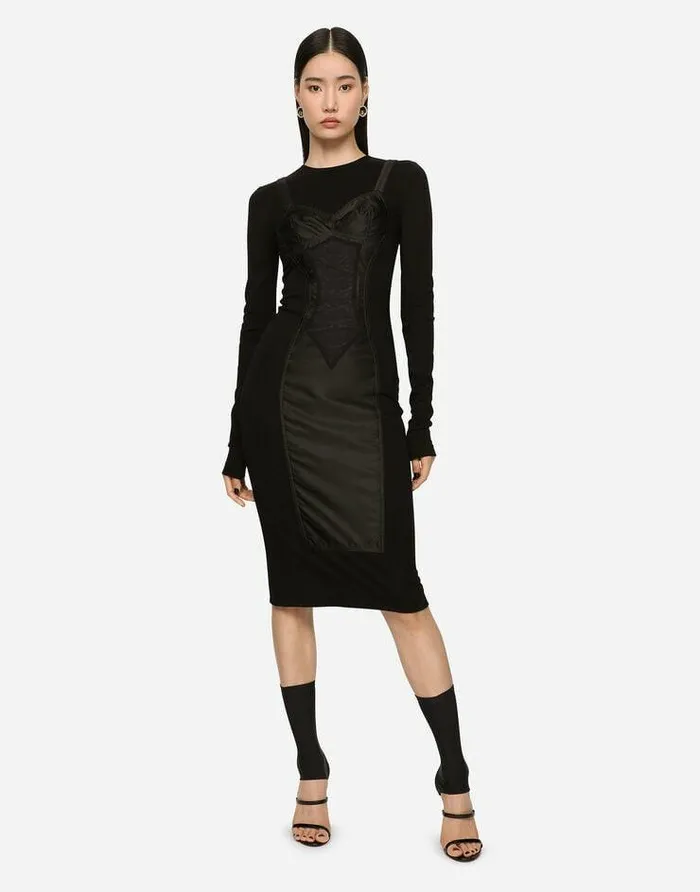 Dolce and Gabbana Dresses Women Jersey Midi Dress Black