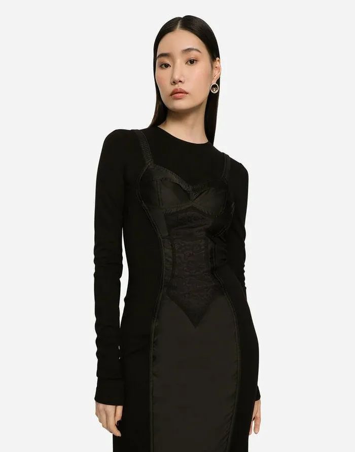 Dolce and Gabbana Dresses Women Jersey Midi Dress Black