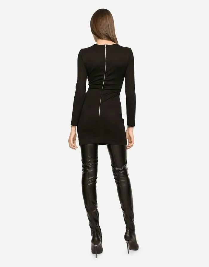 Dolce and Gabbana Dresses Women Short Milano Rib Dress With DG Logo Black Dolce and Gabbana Dresses Women Short Milano Rib Dress With DG Logo Black