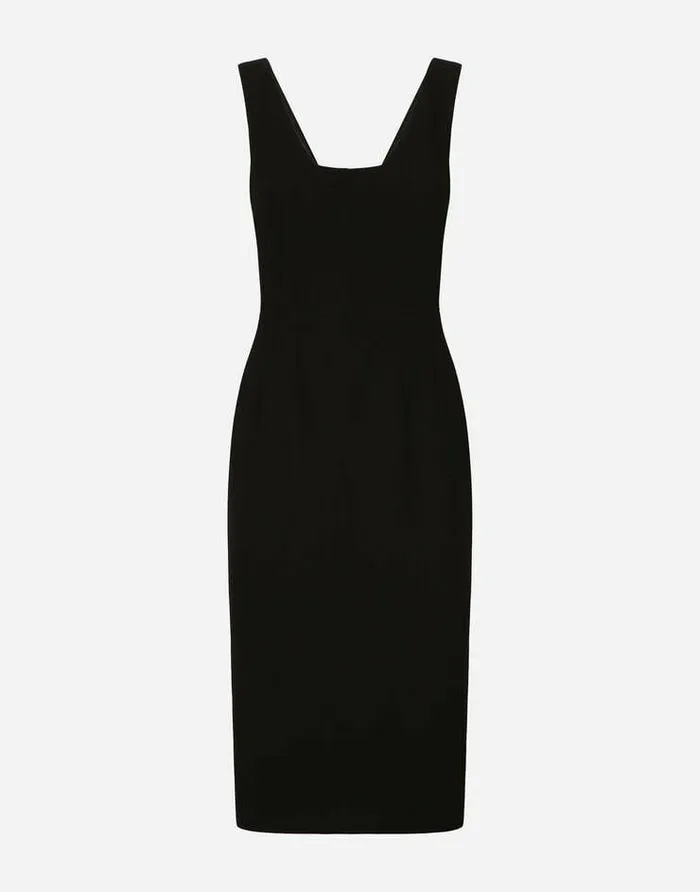 Dolce and Gabbana Dresses Women Wool Crepe Midi Dress Black