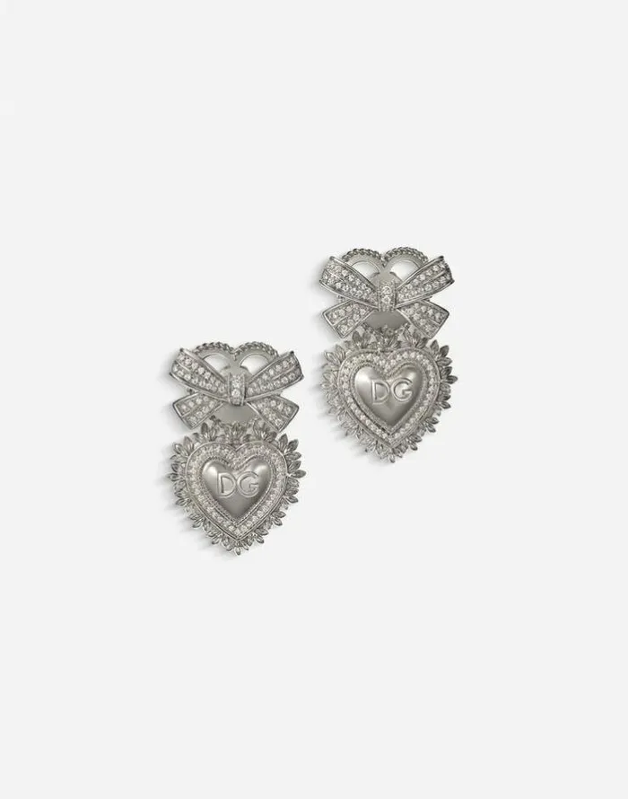 Dolce and Gabbana Earrings Women Devotion Earrings In White Gold With Diamonds White Gold Dolce and Gabbana Earrings Women Devotion Earrings In White Gold With Diamonds White Gold