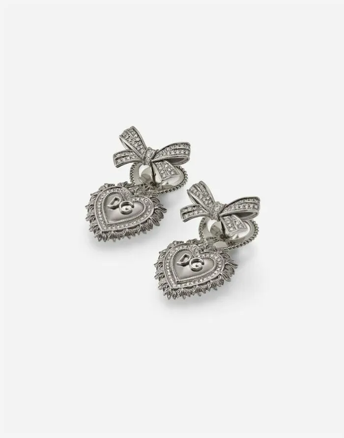 Dolce and Gabbana Earrings Women Devotion Earrings In White Gold With Diamonds White Gold Dolce and Gabbana Earrings Women Devotion Earrings In White Gold With Diamonds White Gold