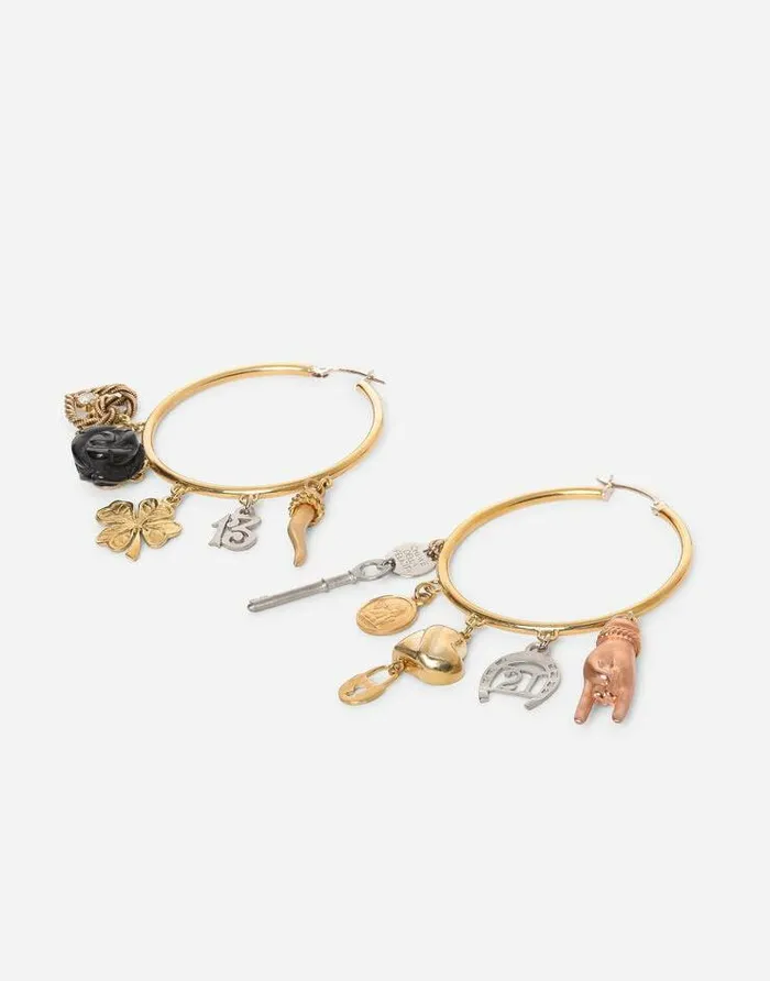 Dolce and Gabbana Earrings Women Good Luck Earrings In 18kt Yellow White And Red Gold With Lucky Charms Multicolor Dolce and Gabbana Earrings Women Good Luck Earrings In 18kt Yellow White And Red Gold With Lucky Charms Multicolor