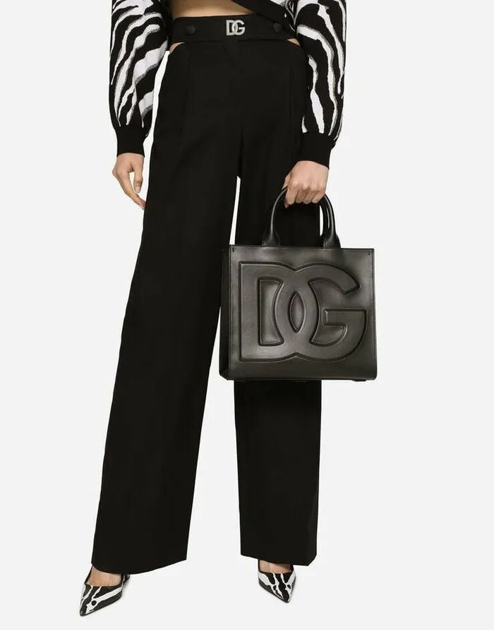 Dolce and Gabbana Handbags Women Small Calfskin DG Daily Shopper Black