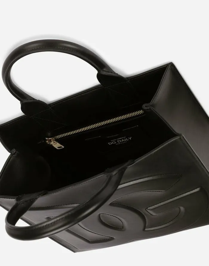 Dolce and Gabbana Handbags Women Small Calfskin DG Daily Shopper Black