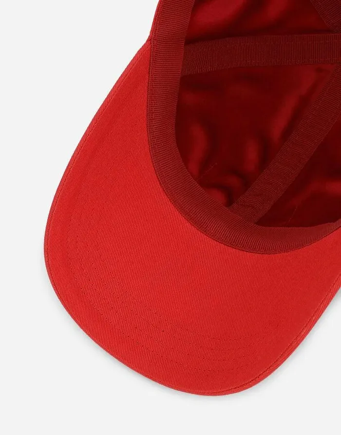 Dolce and Gabbana Hats And Gloves Men Cotton Baseball Cap With DG Patch Red Dolce and Gabbana Hats And Gloves Men Cotton Baseball Cap With DG Patch Red