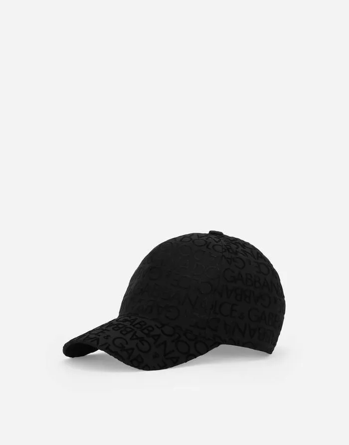 Dolce and Gabbana Hats And Gloves Men Cotton Baseball Cap With Flocked Logo Black Dolce and Gabbana Hats And Gloves Men Cotton Baseball Cap With Flocked Logo Black