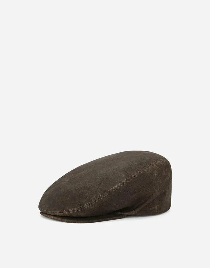 Dolce and Gabbana Hats And Gloves Men Washed Cotton Flat Cap With Logo Tag Multicolor Dolce and Gabbana Hats And Gloves Men Washed Cotton Flat Cap With Logo Tag Multicolor