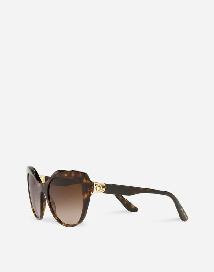 Dolce and Gabbana Icons Women DG Crossed Sunglasses Havana Dolce and Gabbana Icons Women DG Crossed Sunglasses Havana