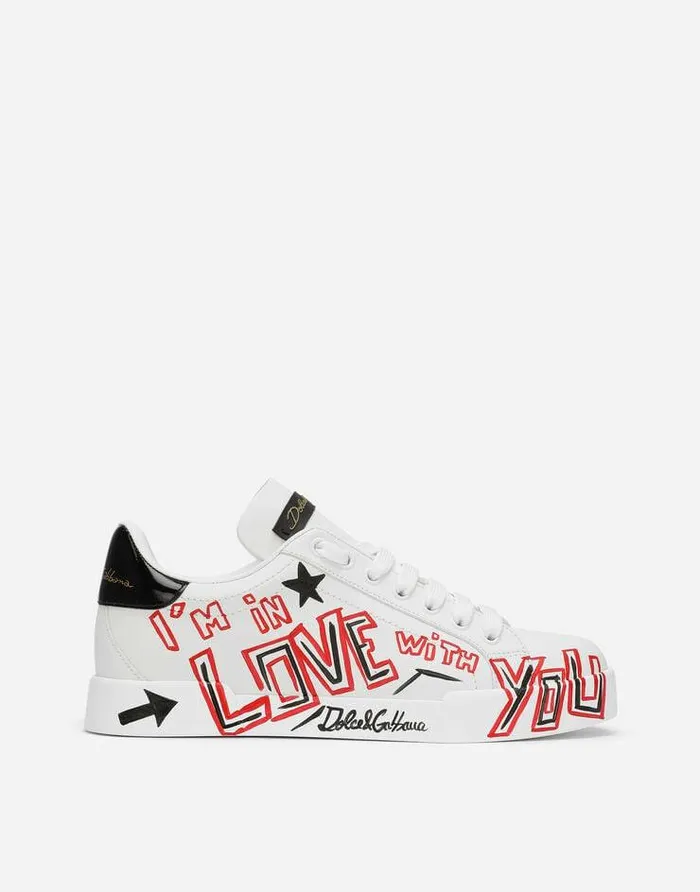 Dolce and Gabbana Limited Edition Women Portofino Cuore Sneakers Multicolor