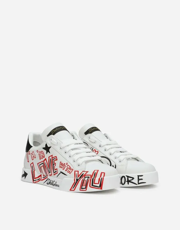 Dolce and Gabbana Limited Edition Women Portofino Cuore Sneakers Multicolor