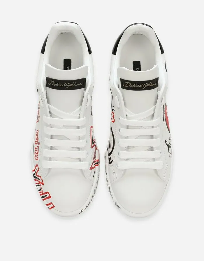 Dolce and Gabbana Limited Edition Women Portofino Cuore Sneakers Multicolor