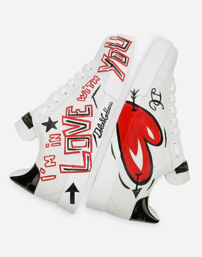 Dolce and Gabbana Limited Edition Women Portofino Cuore Sneakers Multicolor