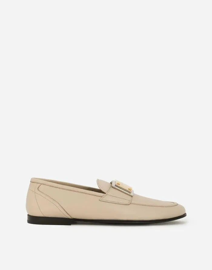 Dolce and Gabbana Loafers And Moccasins Men Calfskin Loafers Beige