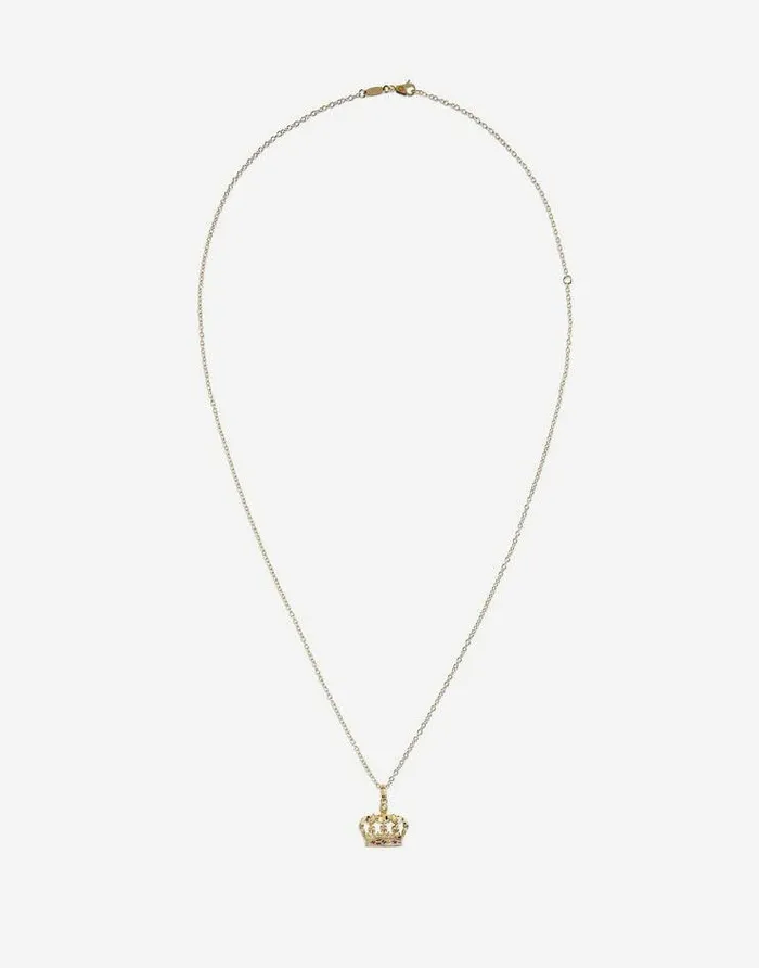 Dolce and Gabbana Necklaces Men Crown Yellow Gold Pendant Gold