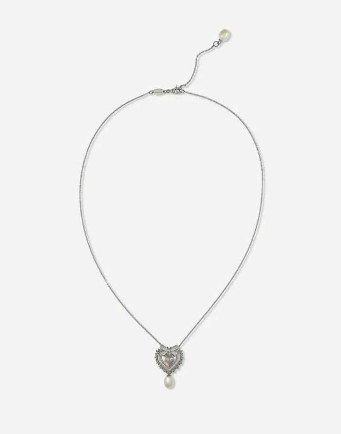 Dolce and Gabbana Necklaces Women Devotion Necklace In White Gold With Diamonds And Pearls White Gold Dolce and Gabbana Necklaces Women Devotion Necklace In White Gold With Diamonds And Pearls White Gold