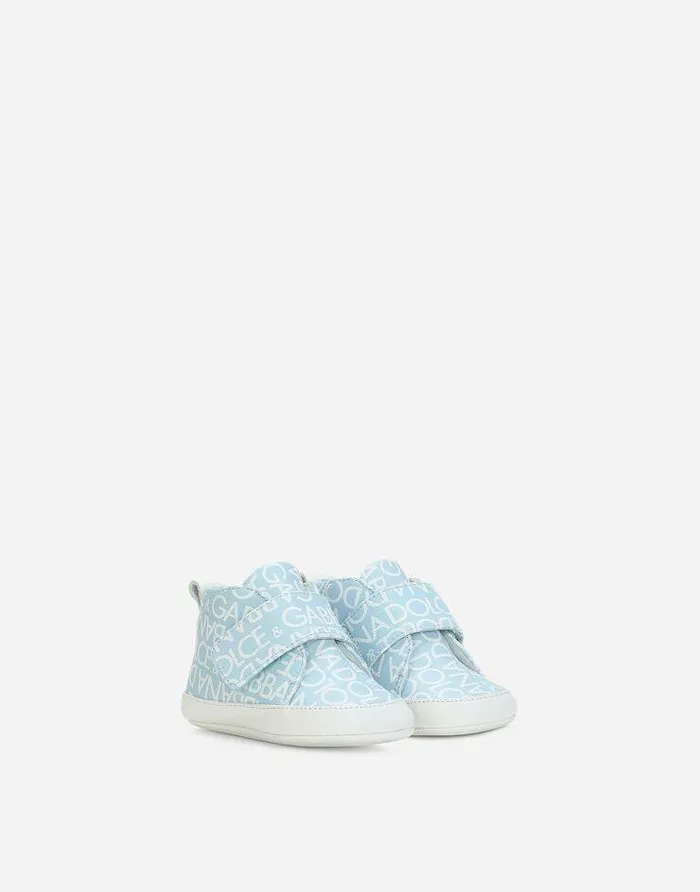Dolce and Gabbana Newborn Boys039 Shoes 1620 Children Printed Nappa Leather Midtop Sneakers Azure