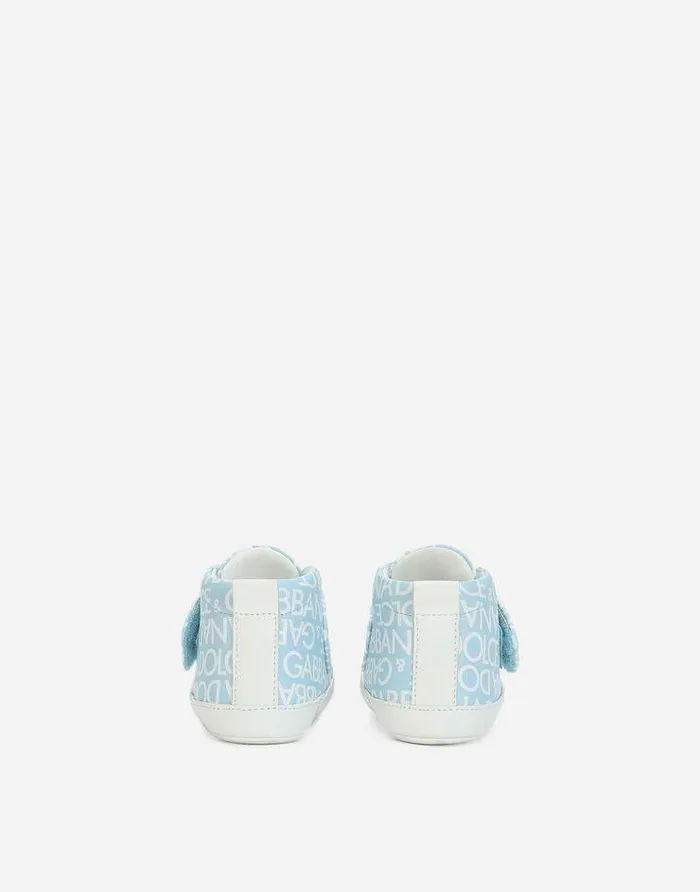 Dolce and Gabbana Newborn Boys039 Shoes 1620 Children Printed Nappa Leather Midtop Sneakers Azure
