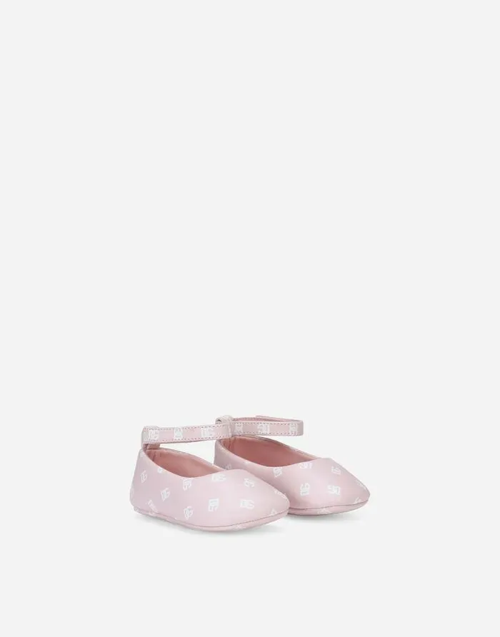 Dolce and Gabbana Newborn Shoes 1620 Children Nappa Leather Newborn Ballet Flats With DGlogo Print Pink Dolce and Gabbana Newborn Shoes 1620 Children Nappa Leather Newborn Ballet Flats With DGlogo Print Pink