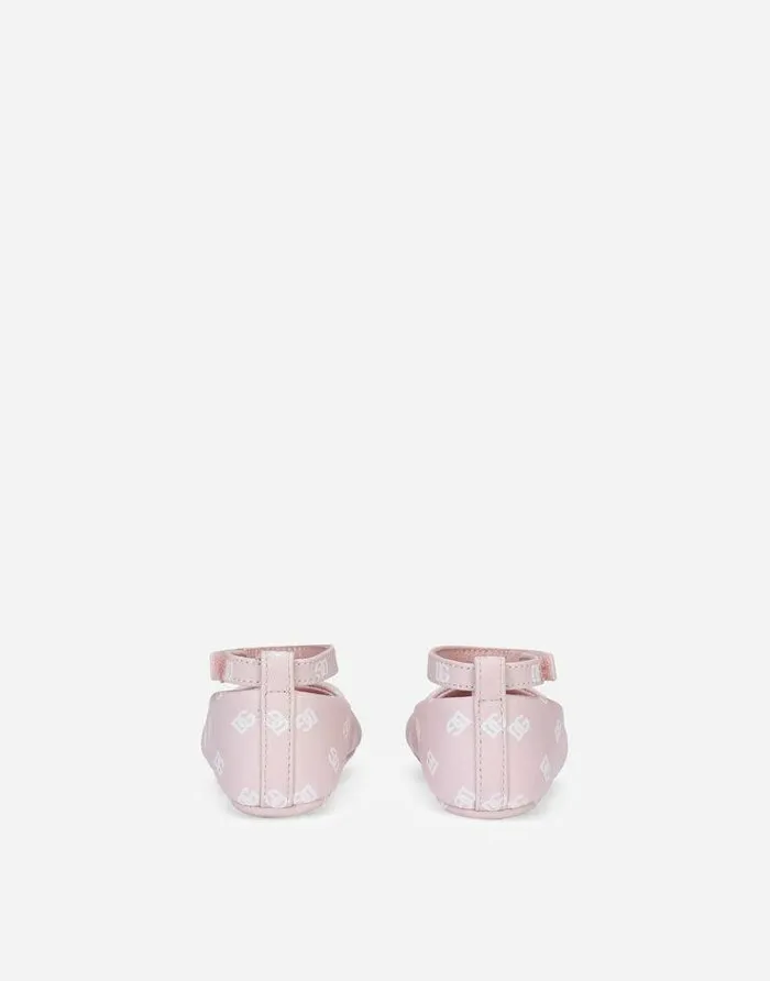 Dolce and Gabbana Newborn Shoes 1620 Children Nappa Leather Newborn Ballet Flats With DGlogo Print Pink Dolce and Gabbana Newborn Shoes 1620 Children Nappa Leather Newborn Ballet Flats With DGlogo Print Pink