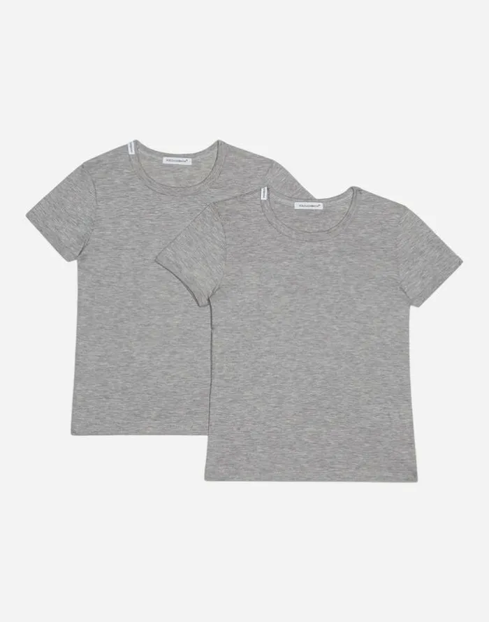 Dolce and Gabbana Nightwear and Underwear Children Shortsleeved Jersey Tshirt Twopack Grey Dolce and Gabbana Nightwear and Underwear Children Shortsleeved Jersey Tshirt Twopack Grey