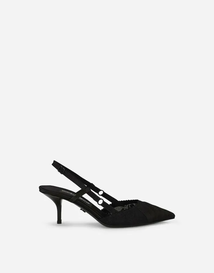 Dolce and Gabbana Pumps And Slingback Women Corsetstyle Satin Slingbacks Black Dolce and Gabbana Pumps And Slingback Women Corsetstyle Satin Slingbacks Black