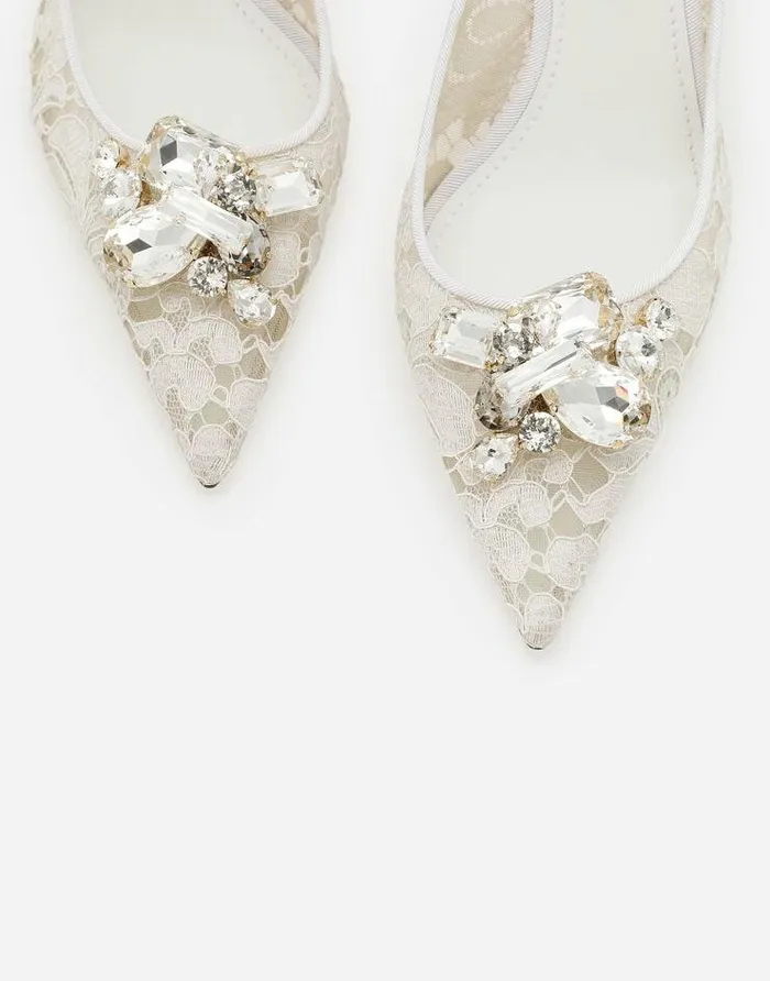 Dolce and Gabbana Pumps And Slingback Women Rainbow Lace Slingbacks In Lurex Lace Grey Dolce and Gabbana Pumps And Slingback Women Rainbow Lace Slingbacks In Lurex Lace Grey