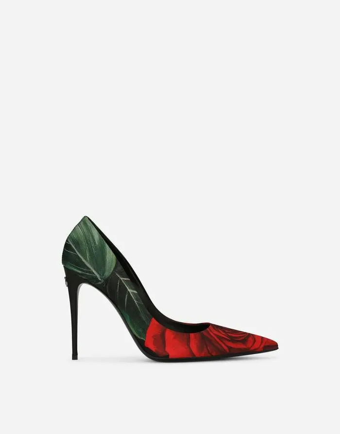 Dolce and Gabbana Pumps And Slingback Women Roseprint Jersey Pumps Multicolor