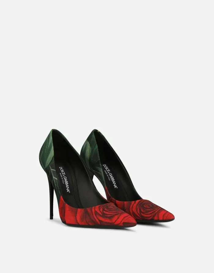 Dolce and Gabbana Pumps And Slingback Women Roseprint Jersey Pumps Multicolor Dolce and Gabbana Pumps And Slingback Women Roseprint Jersey Pumps Multicolor