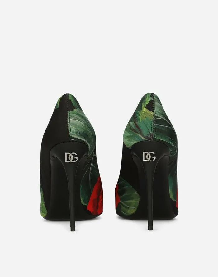 Dolce and Gabbana Pumps And Slingback Women Roseprint Jersey Pumps Multicolor Dolce and Gabbana Pumps And Slingback Women Roseprint Jersey Pumps Multicolor