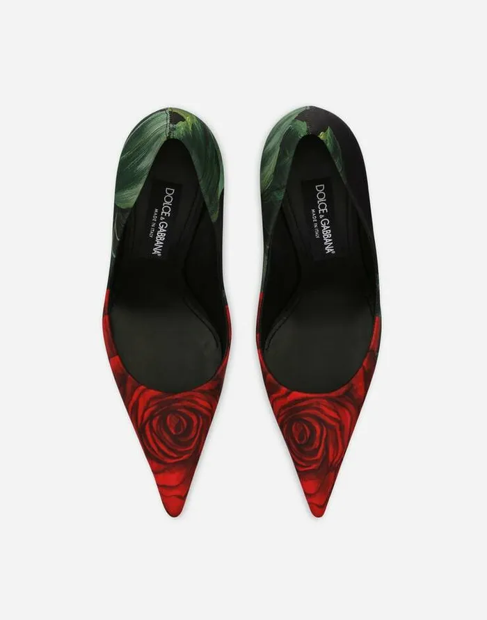 Dolce and Gabbana Pumps And Slingback Women Roseprint Jersey Pumps Multicolor Dolce and Gabbana Pumps And Slingback Women Roseprint Jersey Pumps Multicolor