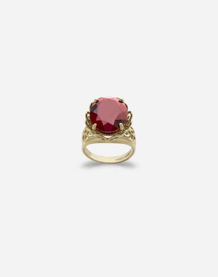 Dolce and Gabbana Rings Women Gold Ring With Precious Stone Gold