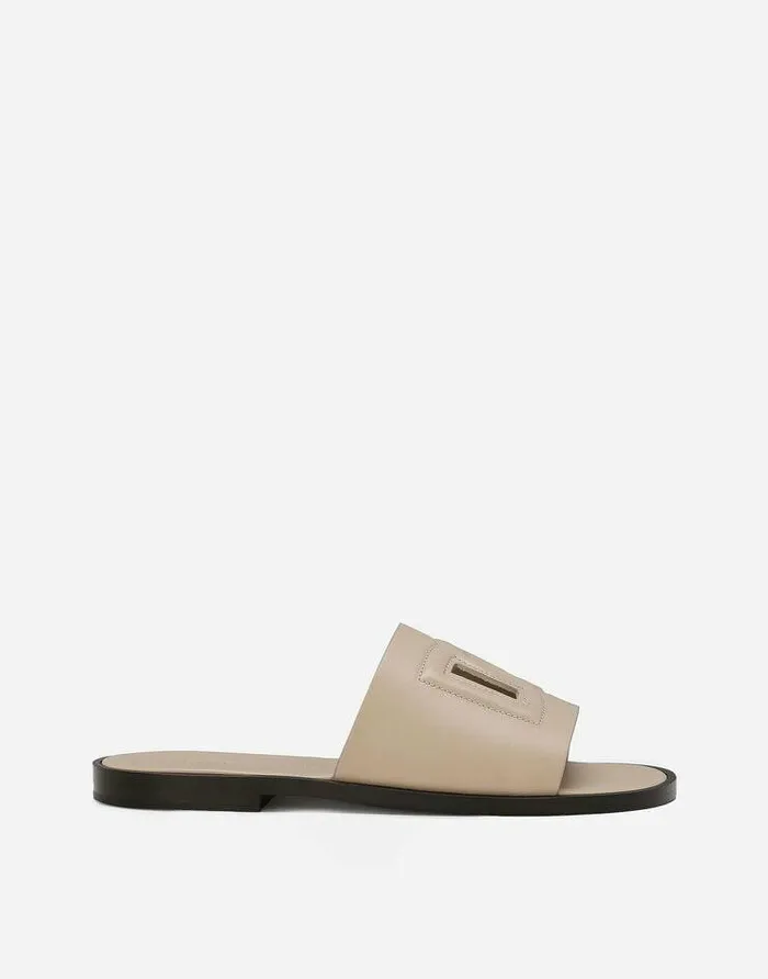 Dolce and Gabbana Sandals And Slides Men Calfskin Sandals Beige