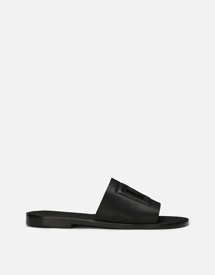 Dolce and Gabbana Sandals And Slides Men Calfskin Slide Black