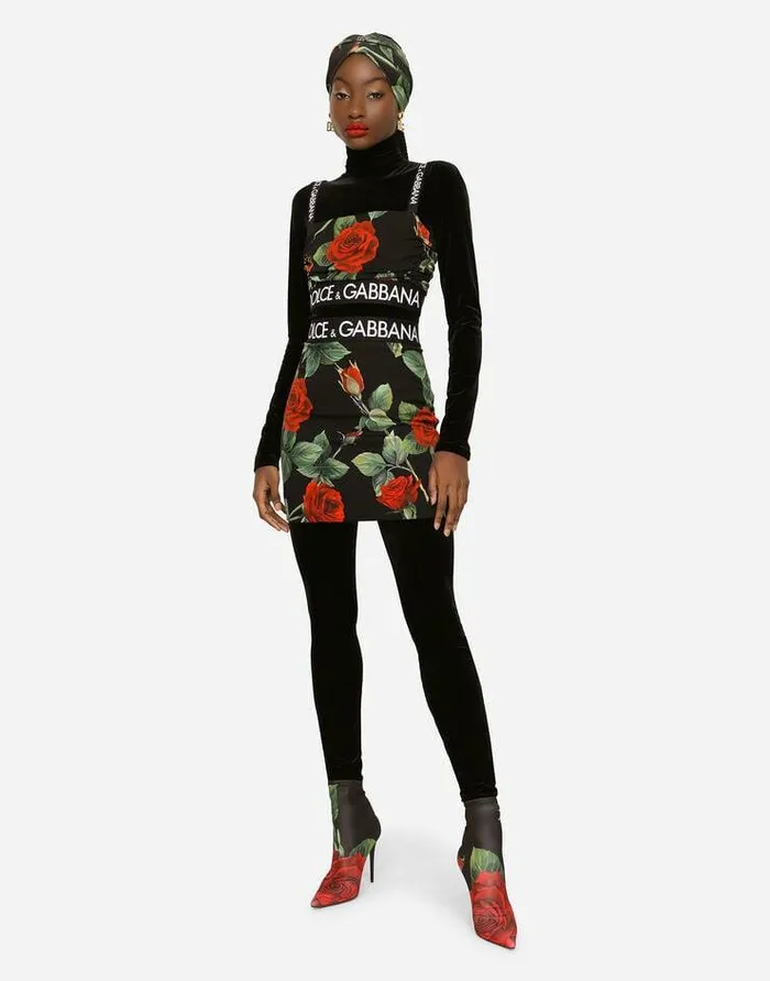 Dolce and Gabbana Shirts And Tops Women Charmeuse Top With Red Rose Print Multicolor