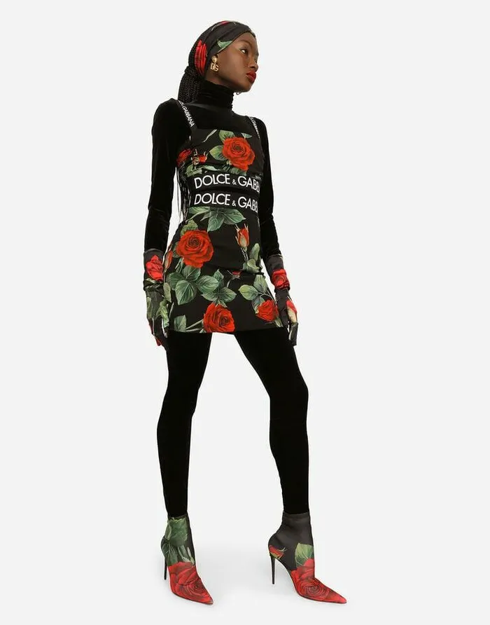 Dolce and Gabbana Shirts And Tops Women Charmeuse Top With Red Rose Print Multicolor