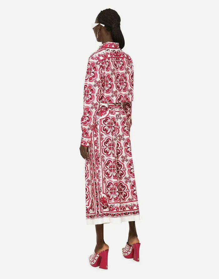 Dolce and Gabbana Shirts And Tops Women Cropped Majolicaprint Poplin Shirt Multicolor Dolce and Gabbana Shirts And Tops Women Cropped Majolicaprint Poplin Shirt Multicolor
