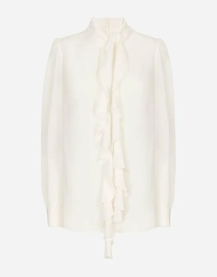 Dolce and Gabbana Shirts And Tops Women Georgette Blouse With Ruches White