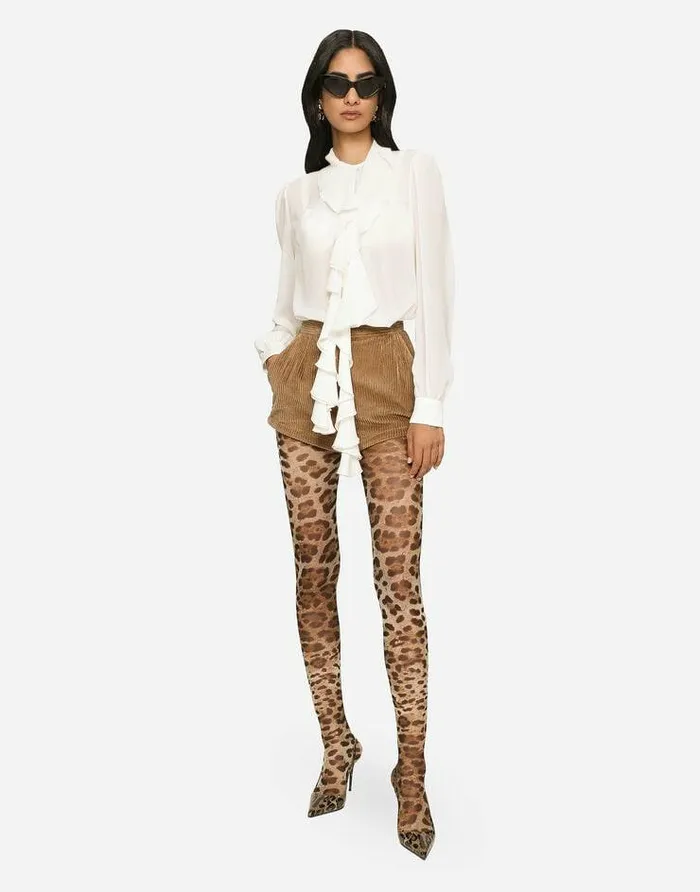 Dolce and Gabbana Shirts And Tops Women Georgette Blouse With Ruches White Dolce and Gabbana Shirts And Tops Women Georgette Blouse With Ruches White