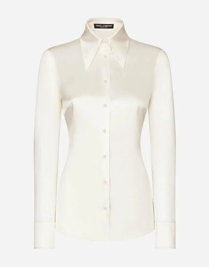 Dolce and Gabbana Shirts And Tops Women KIM DOLCEandGABBANA Satin Shirt White Dolce and Gabbana Shirts And Tops Women KIM DOLCEandGABBANA Satin Shirt White