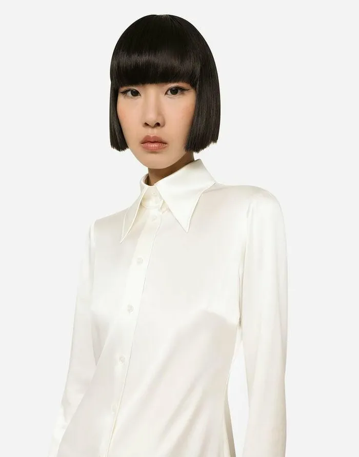 Dolce and Gabbana Shirts And Tops Women KIM DOLCEandGABBANA Satin Shirt White Dolce and Gabbana Shirts And Tops Women KIM DOLCEandGABBANA Satin Shirt White