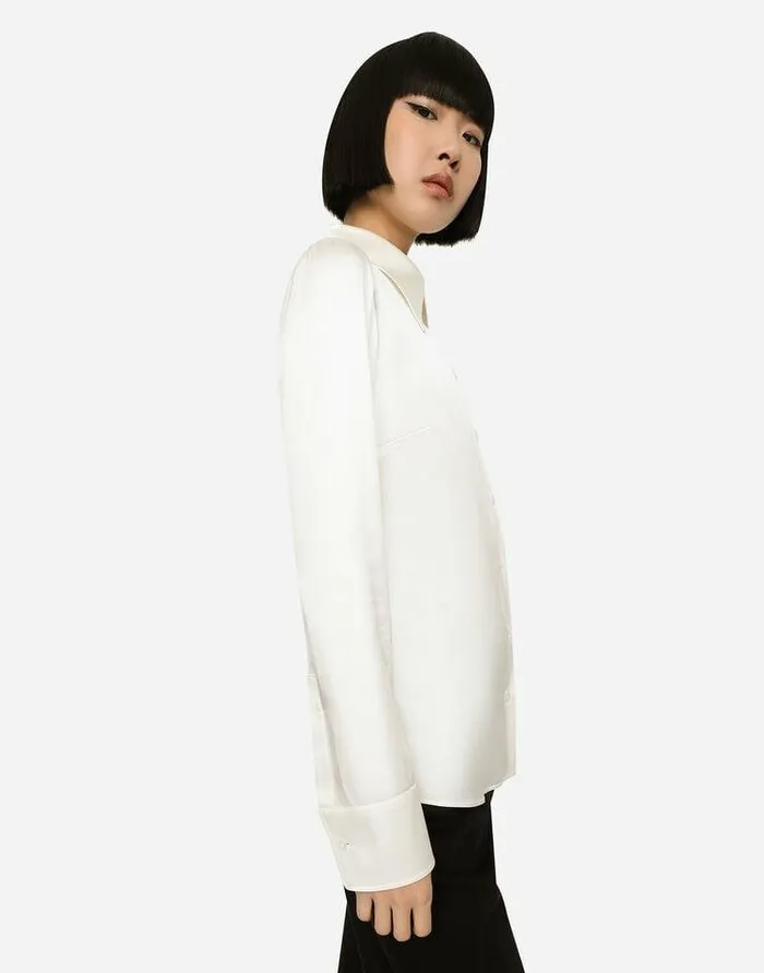 Dolce and Gabbana Shirts And Tops Women KIM DOLCEandGABBANA Satin Shirt White Dolce and Gabbana Shirts And Tops Women KIM DOLCEandGABBANA Satin Shirt White